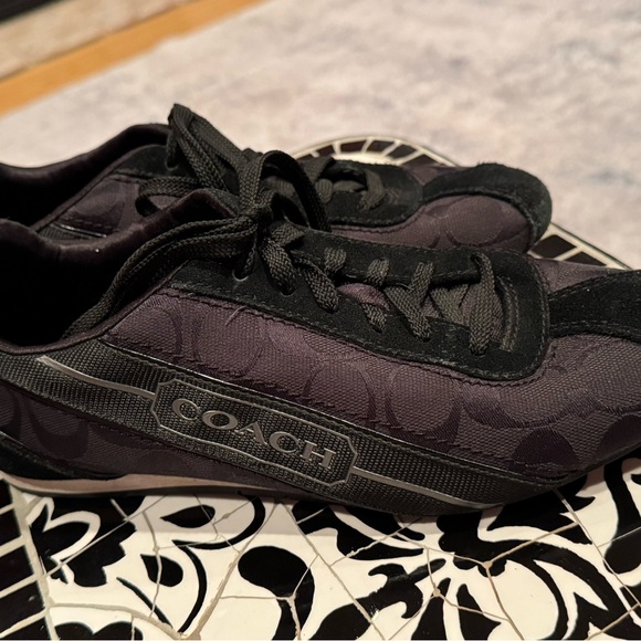Coach Sz 8M Womens Shoes Hilary Signature Logo Fashion Black Jacquard Sneakers - Picture 2 of 5